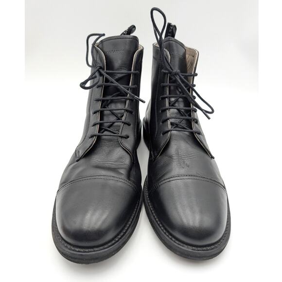AllSaints Harland Cap Toe Ankle Boots Lace-Up Men's Black Size US13 EU46 - Picture 2 of 11